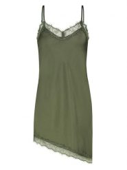 Sublevel Sukienka w kolorze khaki rozmiar: M/L. Brązowe sukienki damskie Sublevel, l, bez wzorów, z koronki, z asymetrycznym kołnierzem, bez ramiączek, midi, asymetryczne. Za 104.99 zł.