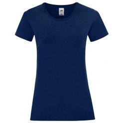 Koszulka Damska Z Bawełny Czesanej Iconic. Niebieskie bluzki damskie Fruit of the Loom, bez wzorów, z bawełny, sportowe, bez kołnierzyka, bez ramiączek. Za 35.99 zł.
