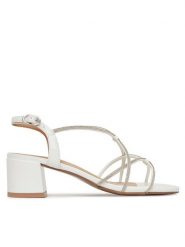 Clara Barson Sandały WS24055-03 Biały. Białe sandały damskie Clara Barson, bez wzorów, ze skóry, bez obcasa, na słupku. Za 129.99 zł.