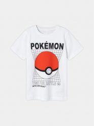 NAME IT T-Shirt POKEMON 13230851 Biały Regular Fit. Białe t-shirty chłopięce Name it, bez wzorów, z bawełny, bez ramiączek. Za 69.99 zł.