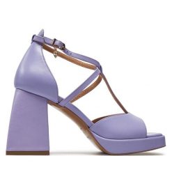 Sandały R.Polański. Fioletowe sandały damskie R.Polański, bez wzorów, bez obcasa, na słupku. Za 539.99 zł.