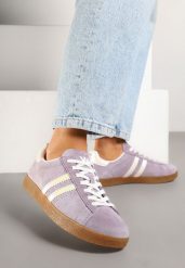 Fioletowe Sneakersy Tenisówki Ozdobione Paskami Nilavara. Fioletowe trampki i tenisówki damskie Renee, bez wzorów, z jeansu. Za 159.99 zł.
