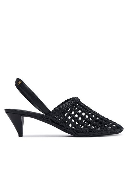 Tommy Hilfiger Czółenka Pointed Toe FW0FW09213 Czarny. Czarne czółenka damskie Tommy Hilfiger, bez wzorów, ze skóry, bez obcasa. Za 529.99 zł.