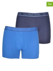 U.S. Polo Assn. Bokserki (2 pary) w kolorze granatowym i niebieskim rozmiar: XL. Niebieskie bokserki męskie U.S. Polo Assn., bez wzorów. Za 70.24 zł.