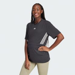 Koszulka Maternity. Czarne bluzki damskie Adidas, l, bez wzorów, bez ramiączek. W wyprzedaży za 178.45 zł.