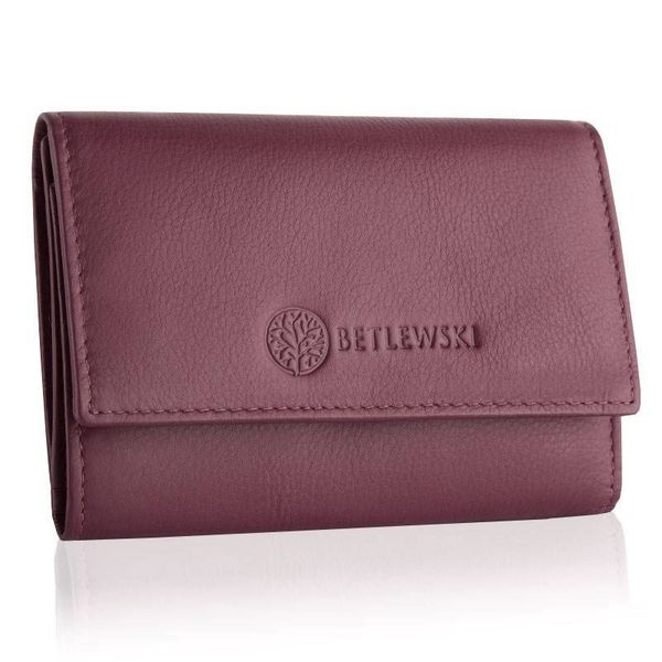 Portfel damski Betlewski różowy BPD-SS-17. Czerwone portfele damskie Betlewski, bez wzorów, ze skóry. Za 139.00 zł.