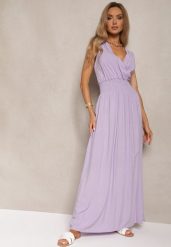 Fioletowa Taliowana Sukienka z Wiskozy Wykończona Gumkami w Talii i Kopertowym Dekoltem Kairidia. Fioletowe sukienki damskie Renee, na co dzień, m, bez wzorów, z wiskozy, eleganckie, bez kołnierzyka, bez ramiączek, maxi, dopasowane. W wyprzedaży za 63.99 zł.