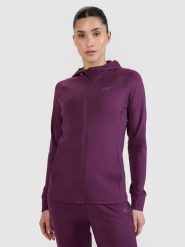 4F Bluza treningowa regular szybkoschnąca damska - fioletowa XS. Fioletowe bluzy sportowe damskie 4f, xs, z dzianiny. W wyprzedaży za 169.99 zł.