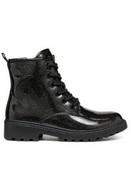 Geox Kozaki Jr Casey J9420G 000KC C9999 M Czarny. Czarne kozaki dziewczęce Geox, bez wzorów, ze skóry, bez obcasa. Za 349.99 zł.