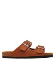 Pepe Jeans Klapki PLS90637 Brązowy. Brązowe klapki damskie Pepe Jeans, bez wzorów, z jeansu, bez obcasa. Za 219.99 zł.