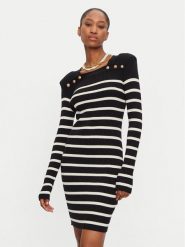 Fracomina Sukienka dzianinowa FR24WD5005K462N8 Czarny Slim Fit. Czarne sukienki damskie Fracomina, xl, bez wzorów, z dzianiny, bez kołnierzyka, bez ramiączek. Za 469.99 zł.