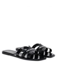 KARL LAGERFELD Klapki Jelly IV KL80025S Czarny. Czarne klapki damskie Karl Lagerfeld, bez wzorów, ze skóry, bez obcasa. Za 339.99 zł.