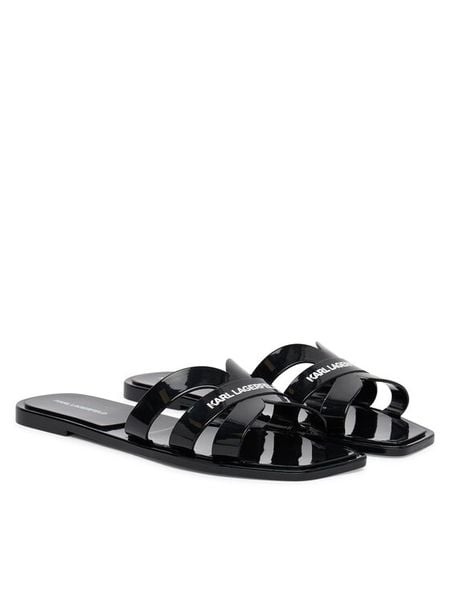 KARL LAGERFELD Klapki Jelly IV KL80025S Czarny. Czarne klapki damskie Karl Lagerfeld, bez wzorów, ze skóry, bez obcasa. Za 339.99 zł.