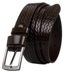 Pasek męski brązowy Rovicky PLW-R-15 BROWN. Brązowe paski męskie ROVICKY, z aplikacjami, ze skóry. Za 43.00 zł.