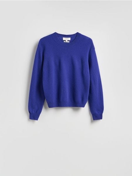 Wełniany sweter - niebieski. Niebieskie swetry klasyczne damskie Reserved, l, z wełny, bez kołnierzyka. Za 199.99 zł.