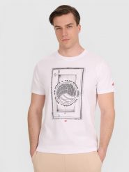 4F T-shirt regular z nadrukiem siatkarskim męski - biały S. Białe t-shirty męskie 4f, l, bez wzorów, z bawełny, bez kołnierzyka. Za 69.99 zł.