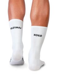 Skarpety Kolarskie Trzymaj Koło White. Białe skarpetki męskie LUXA, bez wzorów, z elastanu. Za 64.90 zł.