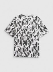 4F T-shirt oversize z nadrukiem męski - multikolor L. T-shirty męskie 4f, l, bez wzorów, z bawełny, bez kołnierzyka. Za 79.99 zł.