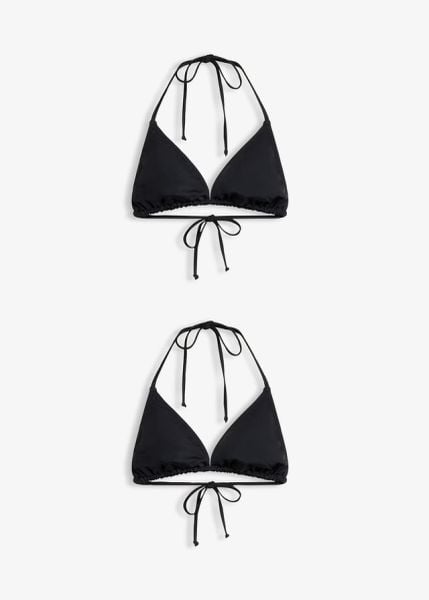 Biustonosz bikini z trójkątnymi miseczkami (2 szt.). Czarne bikini damskie bonprix, bez wzorów. Za 74.99 zł.