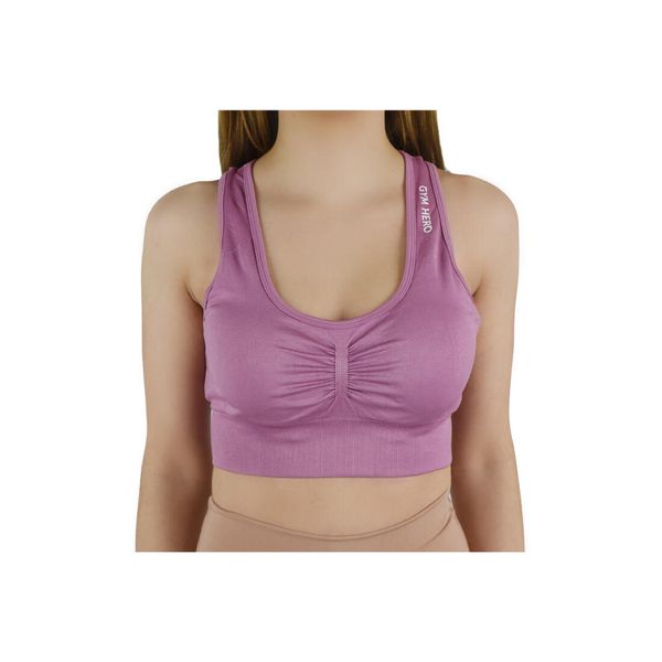 Biustonosz sportowy damski GymHero Miami Cute Bra. Fioletowe biustonosze sportowe damskie Gym Hero, bez wzorów, z elastanu. Za 59.99 zł.