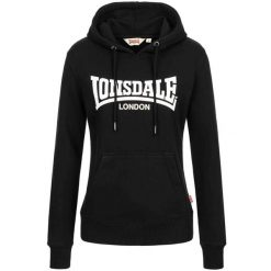Bluza damska z kapturem Lonsdale Flookburgh. Czarne bluzy z kapturem damskie Lonsdale, l, z bawełny. Za 228.50 zł.