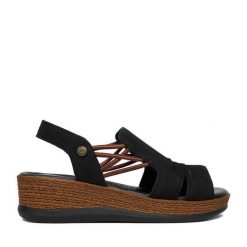 Sandały Go Soft. Czarne sandały damskie GO SOFT, bez wzorów, bez obcasa, na koturnie. Za 179.99 zł.