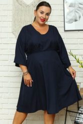 Sukienka elegancka do pracy odcinana pod biustem TYCJANA granatowa PROMOCJA. Sukienki damskie KARKO, do pracy, na lato, plus size, bez wzorów, z elastanu, biznesowe, bez kołnierzyka, plus size, bez ramiączek, maxi, kopertowe. Za 89.50 zł.