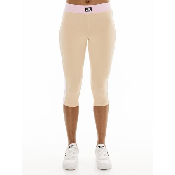 Legginsy na co dzień na siłownię. Brązowe legginsy damskie LEONE 1947 APPAREL, bez wzorów, z bawełny. Za 96.83 zł.