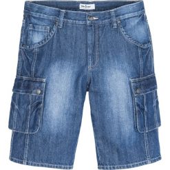 Bermudy dżinsowe bojówki Regular Fit. Niebieskie szorty męskie bonprix, bez wzorów, z denimu, eleganckie. Za 134.99 zł.