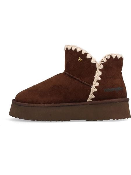 Wrangler Botki zimowe "Elsa" w kolorze brązowym rozmiar: 36. Brązowe botki damskie Wrangler, na zimę, bez obcasa, na platformie, bez zapięcia. Za 179.64 zł.