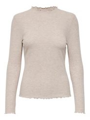 ONLY Koszulka "Emma" w kolorze beżowym rozmiar: L. Brązowe t-shirty damskie Only, l, bez wzorów, prążkowane, bez kołnierzyka. Za 44.09 zł.