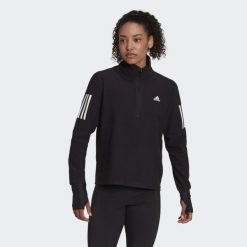 Bluza do biegania Own the Run Running 1/2 Zip. Czarne bluzy bez kaptura damskie Adidas, xs, bez wzorów, z materiału, bez kaptura. W wyprzedaży za 204.25 zł.