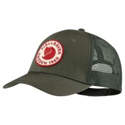 Czapka z daszkiem Fjallraven 1960 Logo Langtradarkeps. Zielone czapki męskie Fjällräven, bez wzorów, z bawełny. Za 159.49 zł.