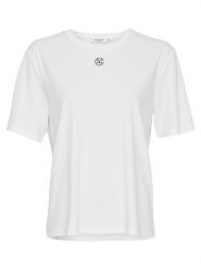 MOSS COPENHAGEN Koszulka "Melea Icon" w kolorze białym rozmiar: M/L. Białe bluzki damskie MOSS COPENHAGEN, l, bez wzorów, z bawełny, bez kołnierzyka, bez ramiączek. Za 65.85 zł.