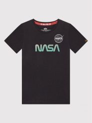 Alpha Industries T-Shirt Nasa Rainbow Reflective 198718RR Czarny Regular Fit. Czarne t-shirty chłopięce Alpha Industries, bez wzorów, z bawełny, bez ramiączek. Za 169.99 zł.