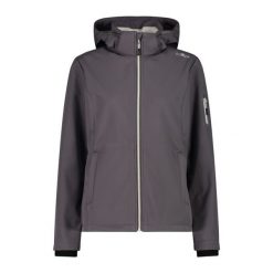Damska kurtka turystyczna z kapturem CMP. Szare kurtki damskie CMP, l, bez wzorów, z softshellu, z kapturem. W wyprzedaży za 373.20 zł.