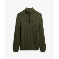 Sweter z dekoltem typu stójka Superdry Jacob. Zielone swetry męskie Superdry., na zimę, m, bez wzorów, bez kołnierzyka. Za 391.30 zł.