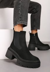 Czarne Botki na Platformie i Obcasie Sztyblety w Stylu Grunge z Elastyczną Wstawką Lerisela. Czarne botki damskie Born2be, z jeansu, eleganckie, bez obcasa, na obcasie, bez zapięcia. Za 149.99 zł.