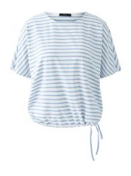 Oui Koszulka w kolorze błękitno-białym rozmiar: 36. Niebieskie bluzki damskie Oui, bez wzorów, z bawełny, bez kołnierzyka, bez ramiączek. Za 100.04 zł.