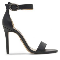 Sandały Nine West. Czarne sandały damskie Nine West, bez wzorów, bez obcasa, na szpilce. Za 184.99 zł.