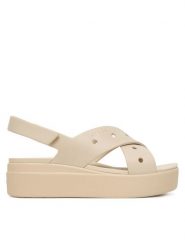 Crocs Sandały Brooklyn 4U Cross Strap Sandal 212254 Beżowy. Brązowe sandały damskie Crocs, bez wzorów, z tworzywa sztucznego, bez obcasa, na koturnie. Za 249.99 zł.