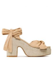 DeeZee Sandały HGT22059 Beżowy. Brązowe sandały damskie DeeZee, bez wzorów, z materiału, bez obcasa, na słupku. Za 179.99 zł.