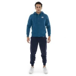 Bluza z bawełna z kaptur na co dzień na siłownię. Niebieskie bluzy sportowe męskie LEONE 1947 APPAREL, z bawełny. Za 210.46 zł.