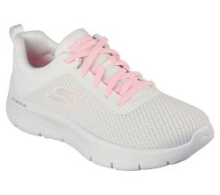 Buty do chodzenia damskie Skechers 124952WPK. Białe buty sportowe na co dzień damskie Skechers, bez wzorów, z gumy, trekkingowe. Za 442.00 zł.