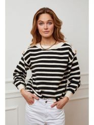 Plume Sweter "Jalove" w kolorze kremowo-czarnym rozmiar: L. Czarne swetry klasyczne damskie Plume, l, bez kołnierzyka. Za 127.35 zł.