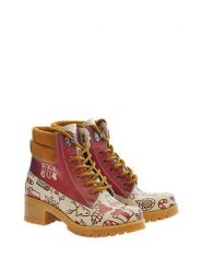Goby Botki w kolorze beżowo-czerwonym ze wzorem rozmiar: 38. Brązowe botki damskie Goby, z materiału, z okrągłym noskiem, bez obcasa, bez zapięcia. Za 260.99 zł.