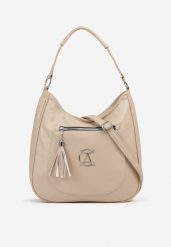 Ciemnobeżowa Torebka Typu Shopper Ozdobiona Frędzlami Felluria. Brązowe shopper bag damskie Born2be, bez wzorów, z jeansu, bez dodatków. Za 84.99 zł.