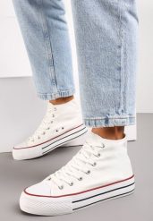 Białe Sznurowane Trampki z Cholewką za Kostkę Raniea. Białe trampki i tenisówki damskie Renee, bez wzorów, za kostkę. Za 59.99 zł.