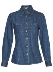 MOSS COPENHAGEN Koszula dżinsowa "Sophine Emma" w kolorze niebieskim rozmiar: XS. Niebieskie koszule damskie MOSS COPENHAGEN, xs, bez wzorów, z bawełny, bez kołnierzyka, bez ramiączek. Za 161.34 zł.