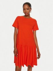 United Colors Of Benetton Sukienka codzienna 3U53DV01H Czerwony Relaxed Fit. Czerwone sukienki damskie United Colors Of Benetton, na co dzień, xs, bez wzorów, z bawełny, bez kołnierzyka, bez ramiączek, proste. Za 229.99 zł.